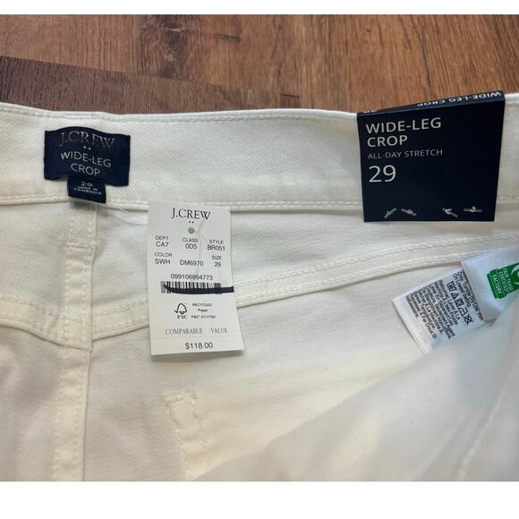 NWT J.Crew Wide Leg Crop Jean In All Day Stretch White Size 29 - Picture 5 of 8